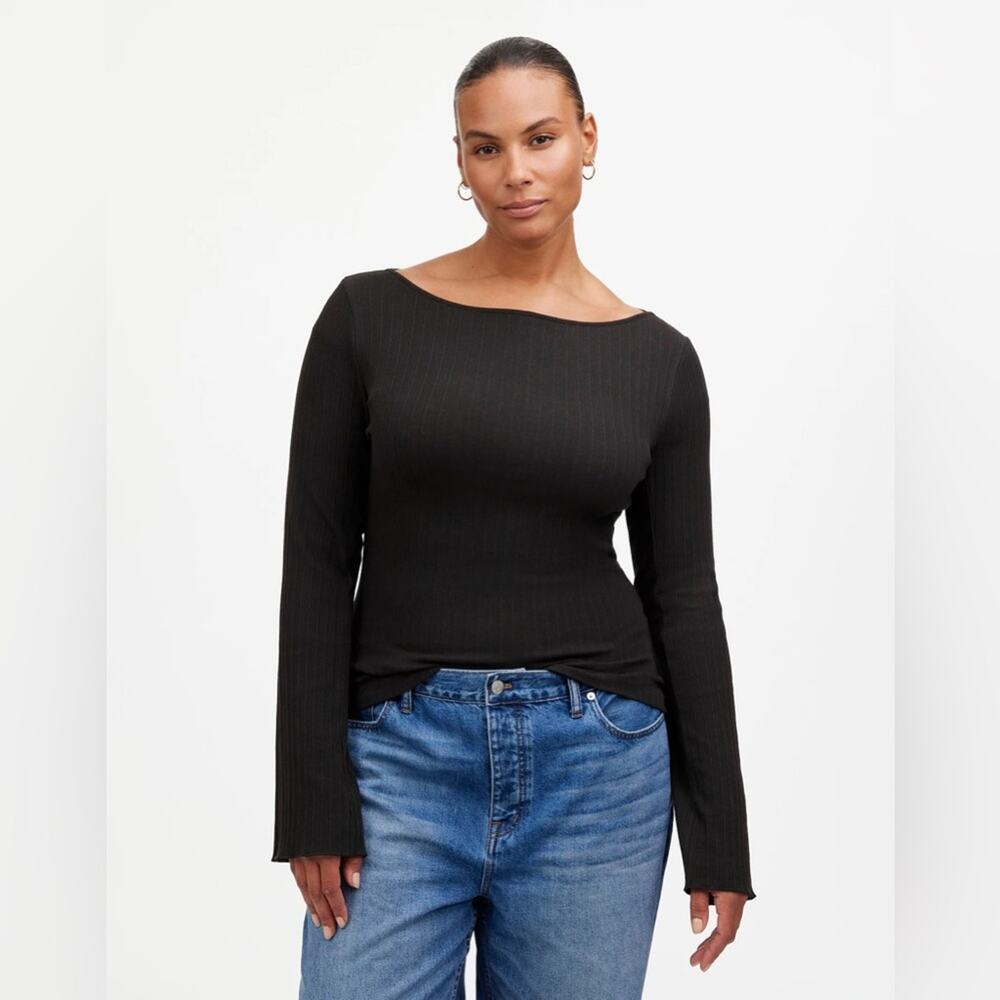 Madewell Ribbed Long-Sleeve Boatneck Top Size XS NS805
